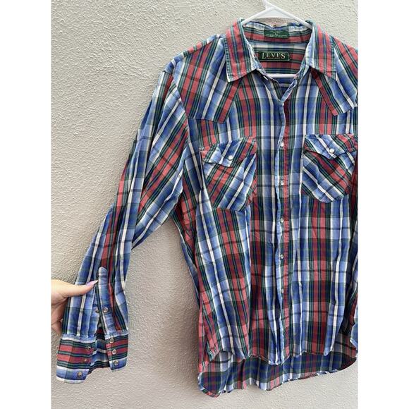 Levis Sutter Creek Mens Shirt Size Large Plaid Long Sleeve Button Up Vintage - Picture 3 of 10